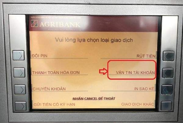 Tra cứu số tài khoản tại cây ATM