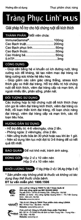 Tràng Phục Linh Plus tốt cho đường ruột