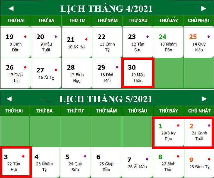 Lễ 30 tháng 4 1 tháng 5