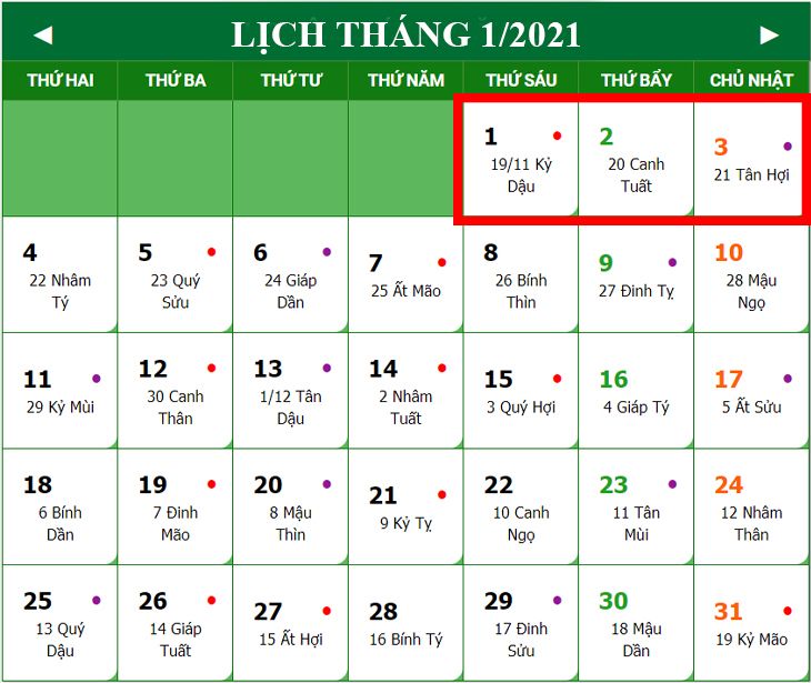 Nghỉ Tết Dương lịch