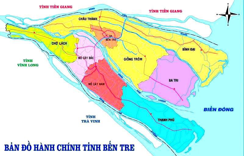 Bản đồ hành chính tỉnh Bến Tre