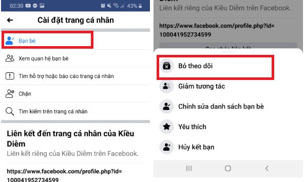 Hướng dẫn cách bỏ theo dõi trên Facebook bằng điện thoại