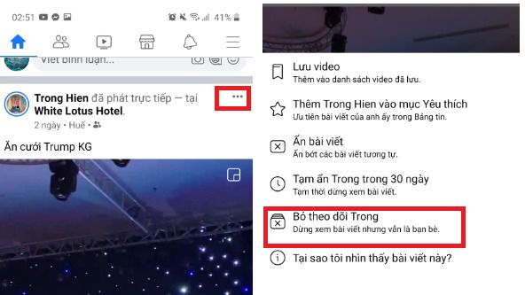 Hướng dẫn cách bỏ theo dõi trên Facebook bằng điện thoại