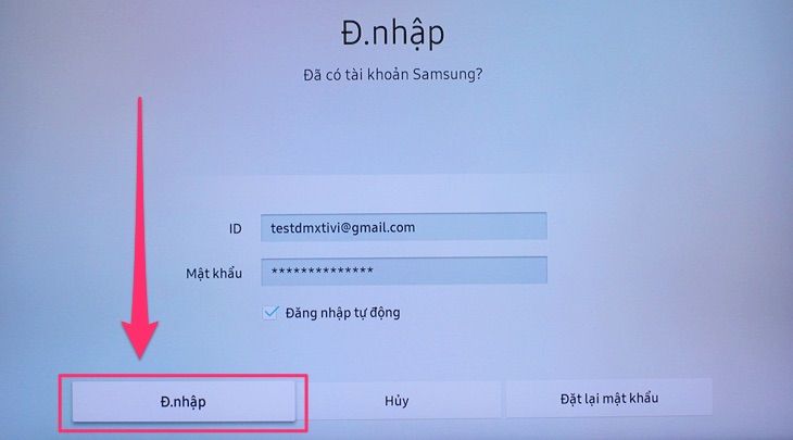 đăng nhập tài khoản tivi samsung