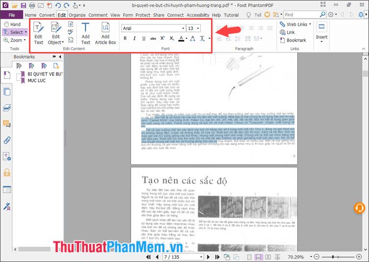 Menu Edit trong phần mềm hỗ trợ các thao tác như chỉnh sửa văn bản, chỉnh sửa đối tượng, chèn ảnh