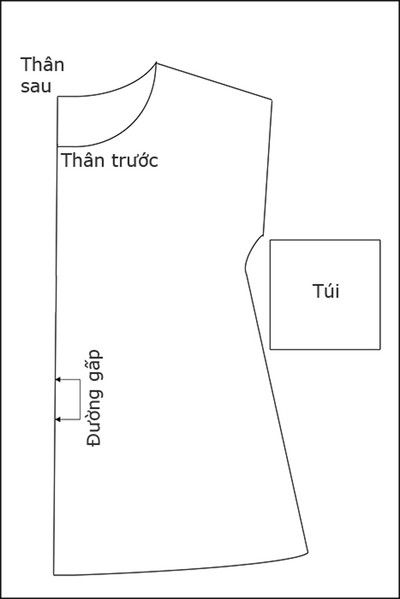 Vẻ mẫu trước khi may áo thun không tay cho bé gái.