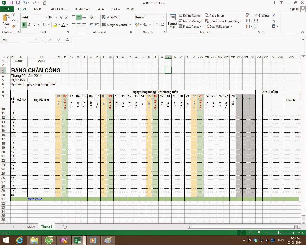 Cách tính bảng chấm công trong excel được thực hiện như thế nào? Hướng dẫn cách tạo bảng chấm công trên Excel chi tiết nhất 46