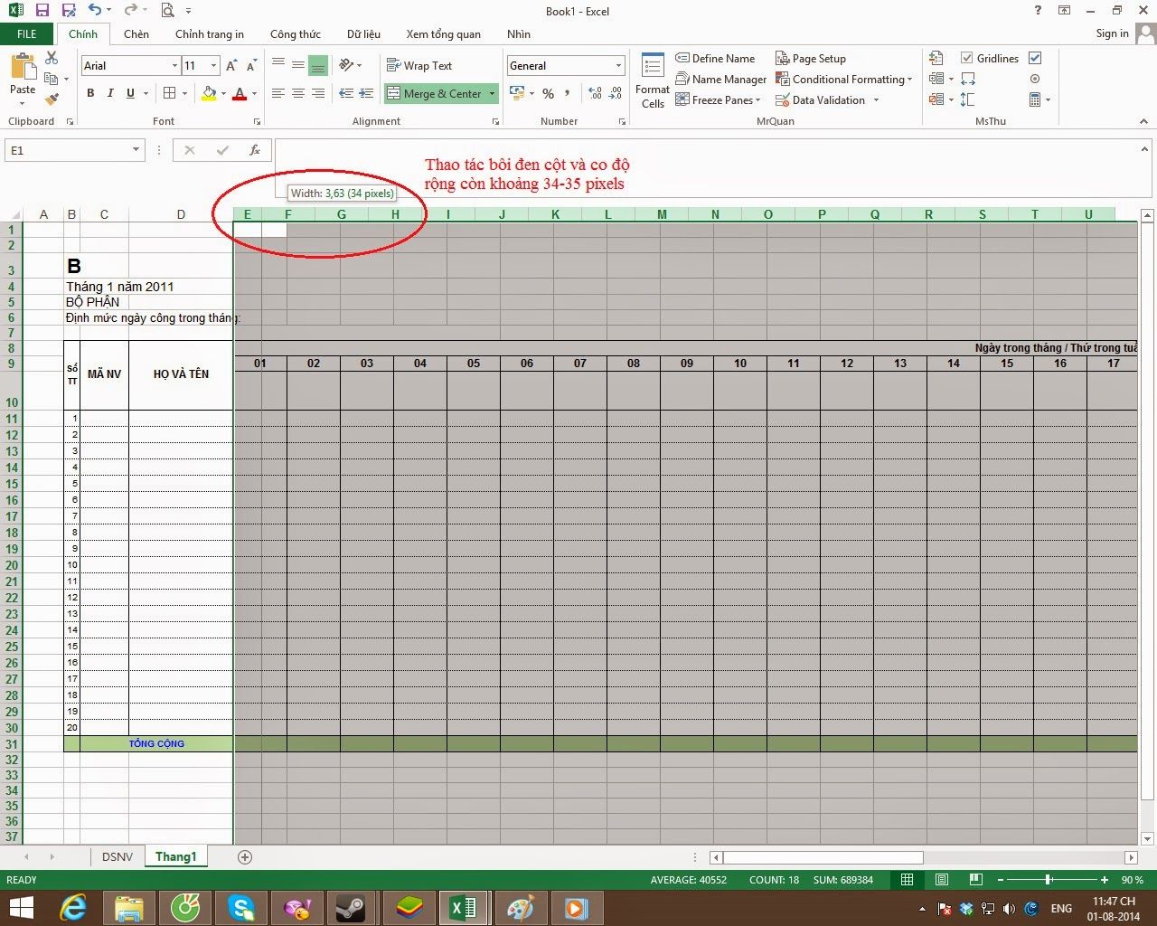 Cách tính bảng chấm công trong excel được thực hiện như thế nào? Hướng dẫn cách tạo bảng chấm công trên Excel chi tiết nhất 33