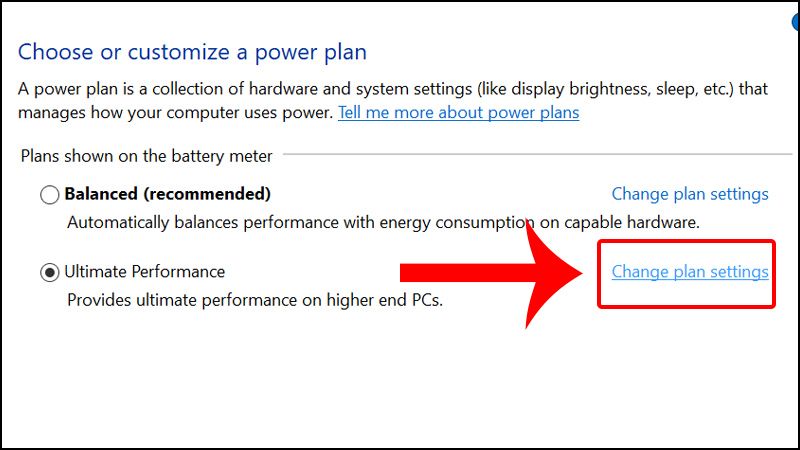 Nhấn vào Change Plan Settings