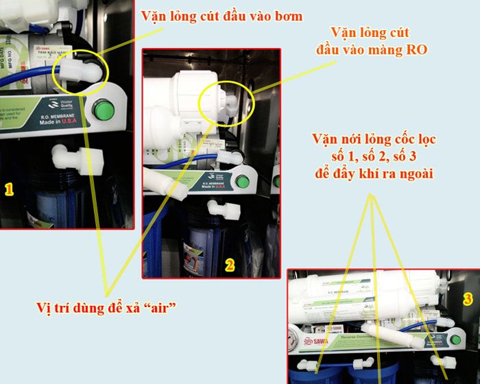 cách xả air máy lọc nước