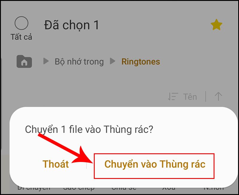 Chuyển nhạc vào thùng rác