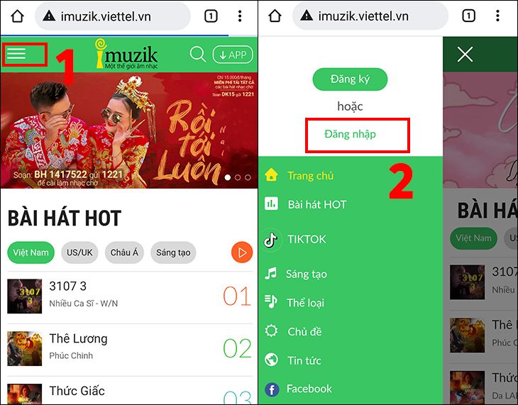 Vào website imuzik