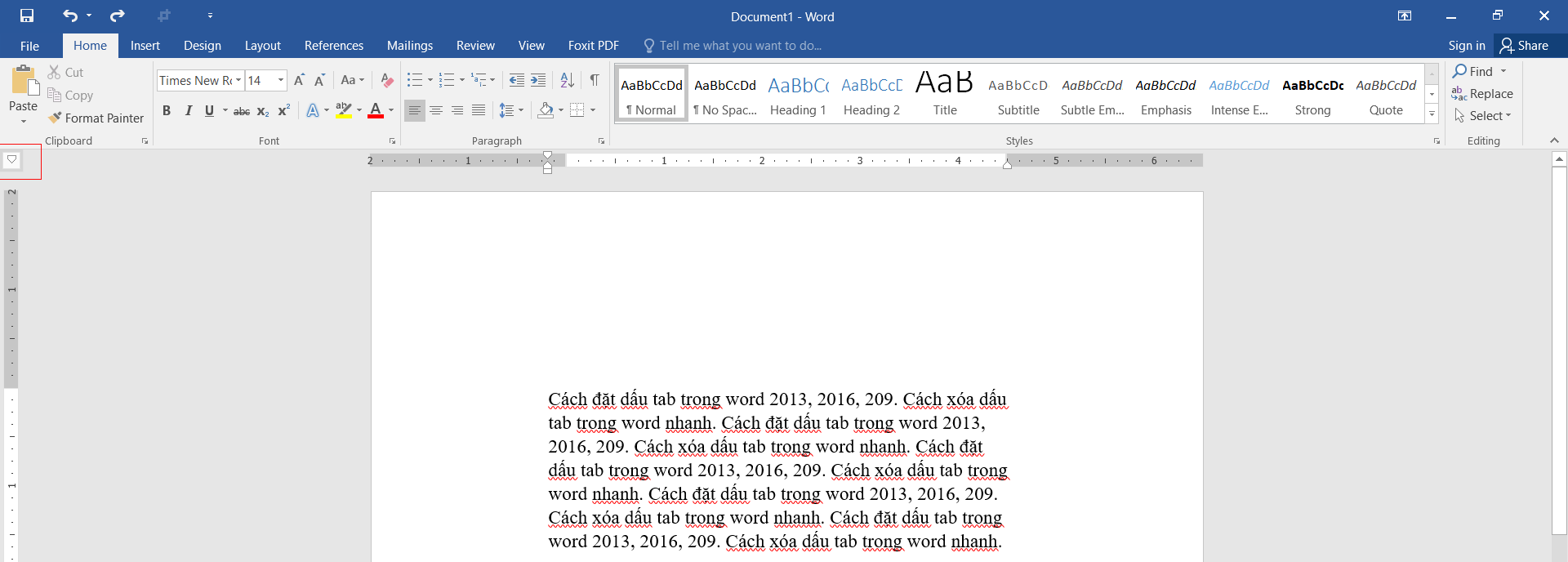 cách đặt dấu tab trong word