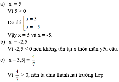 Tìm một số khi biết giá trị tuyệt đối của số đó cực hay, chi tiết | Toán lớp 7