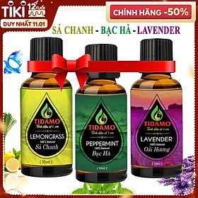 Combo 3 Tinh Dầu Sả Chanh + Tinh Dầu Bạc Hà + Tinh Dầu Oải Hương (Lavender) - Tinh Dầu Xông Phòng Nguyên Chất Giúp Thư Giãn, Đuổi Muỗi Và Thơm Phòng (3 chai 10ML)