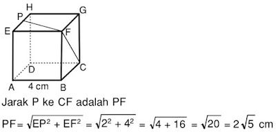 Kubus efgh eh abcd cf p. dengan tentukan tengah diketahui garis jarak rusuk 4 ke titik p cm Contoh soal