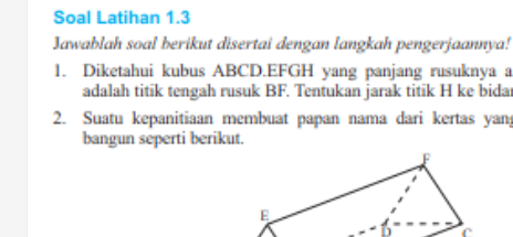 Diketahui kubus abcd.efgh dengan panjang rusuk 8 cm. jarak titik h ke garis ac adalah