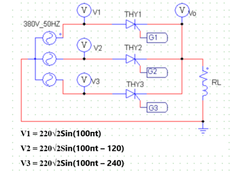 mạch chỉnh lưu 3 pha hình tia có điều khiển