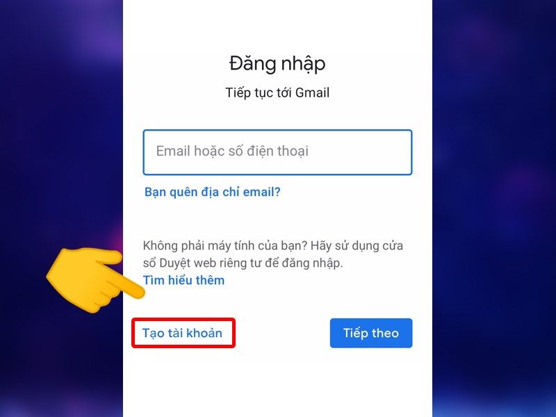 Thêm tài khoản Google