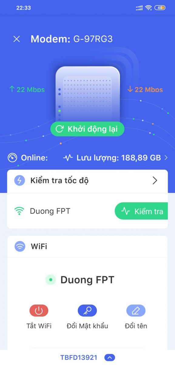 Chọn mục đổi mật khẩu wifi