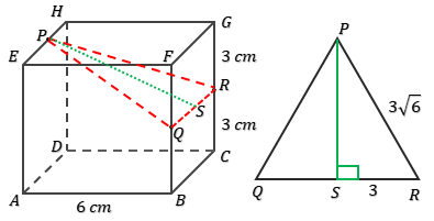 Diketahui kubus abcd. efgh dengan panjang rusuk 4 cm. titik p adalah titik potong ah dengan ed dan titik q adalah titik potong fh dengan eg. jarak titik b dengan garis pq adalah …