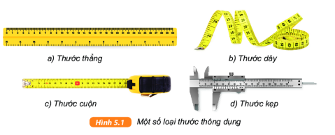 Dùng loại thước đo thích hợp nào trong hình 5.1 để đo các độ dài sau đây?