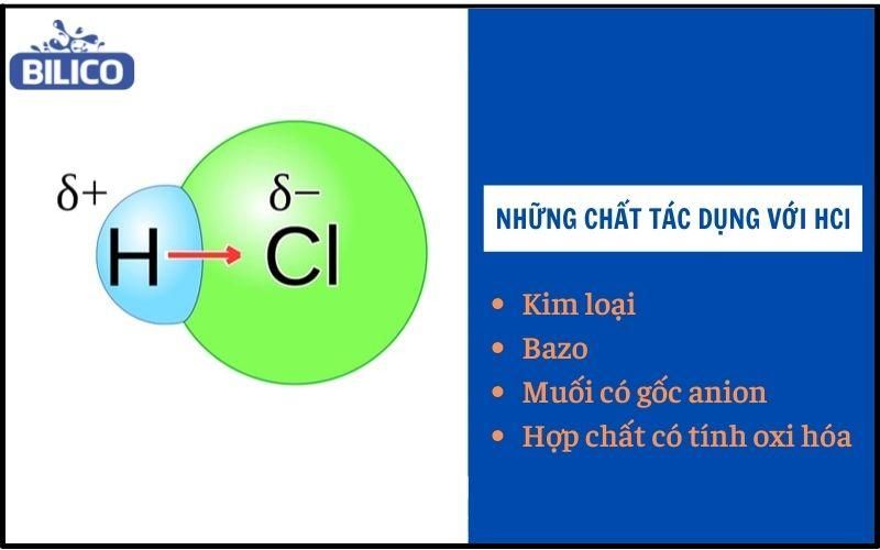 HCl tác dụng với nhiều chất như những loại axit khác