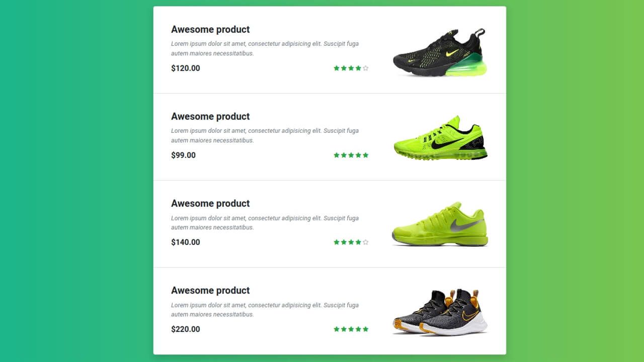 Demo image: Bootstrap Products List