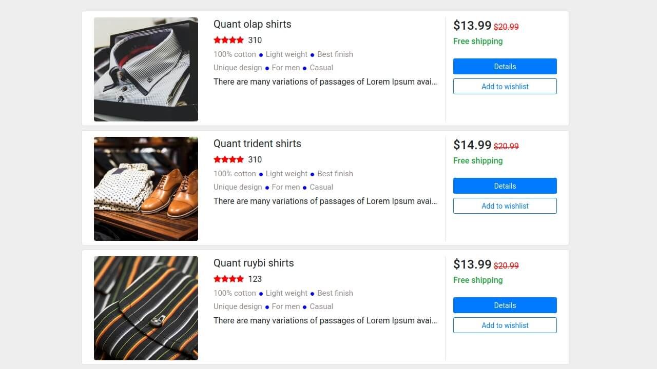 Demo image: Bootstrap 4 Ecommerce Category Product List Page