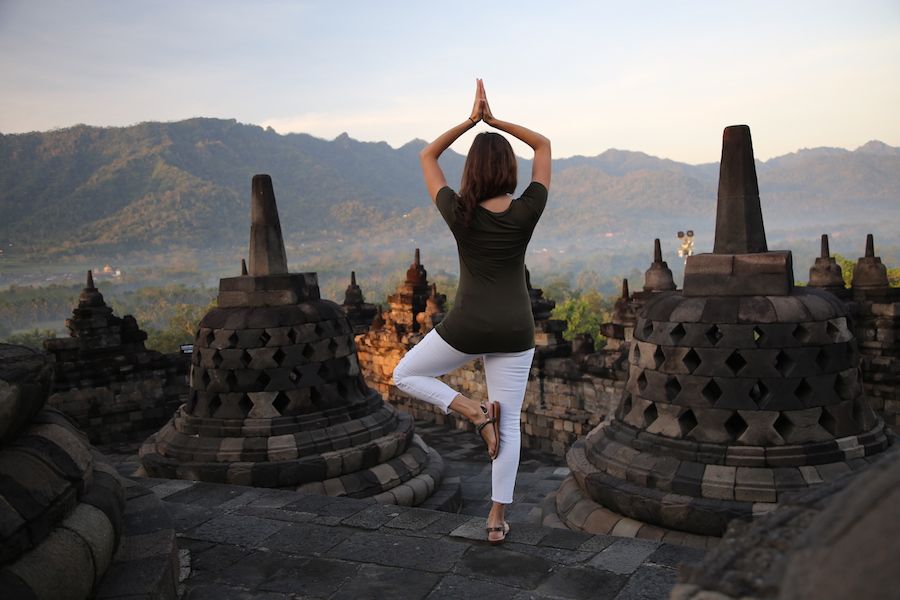 Annette White at Borobudur Temple Yogyakarta Indonesia