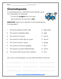 onomatopoeia worksheet 3 answer key