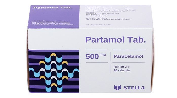 Partamol Tab 500mg giảm cơn đau, hạ sốt
