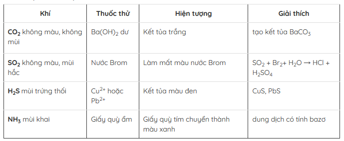 lý thuyết và bài tập nhận biết một số chất khí