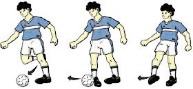 Posisi pergelangan kaki yang benar saat mengumpan atau menendang bola dengan punggung kaki adalah