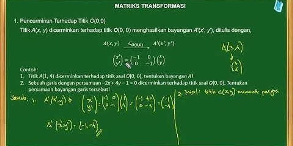 Bayangan garis x 3y oleh transformasi yang bersesuaian dengan matriks