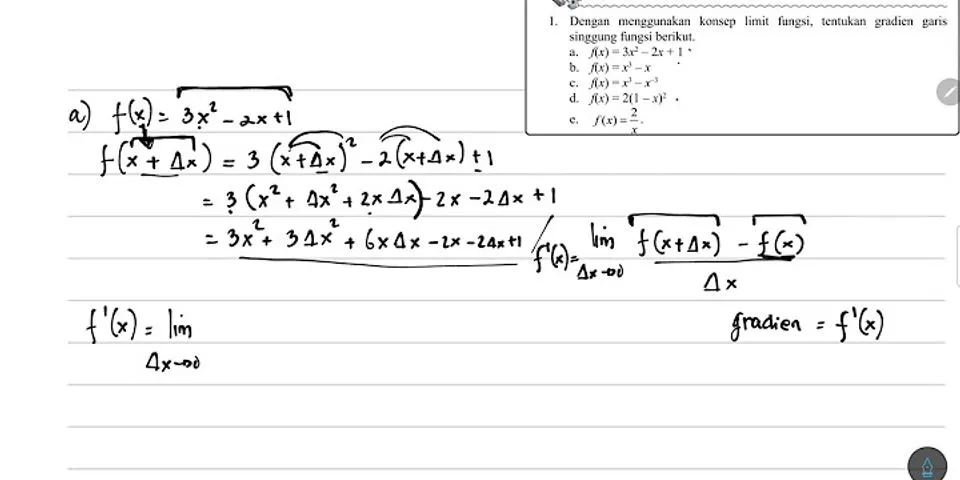 Berapakah gradien garis singgung fungsi y = 3x saat x 2