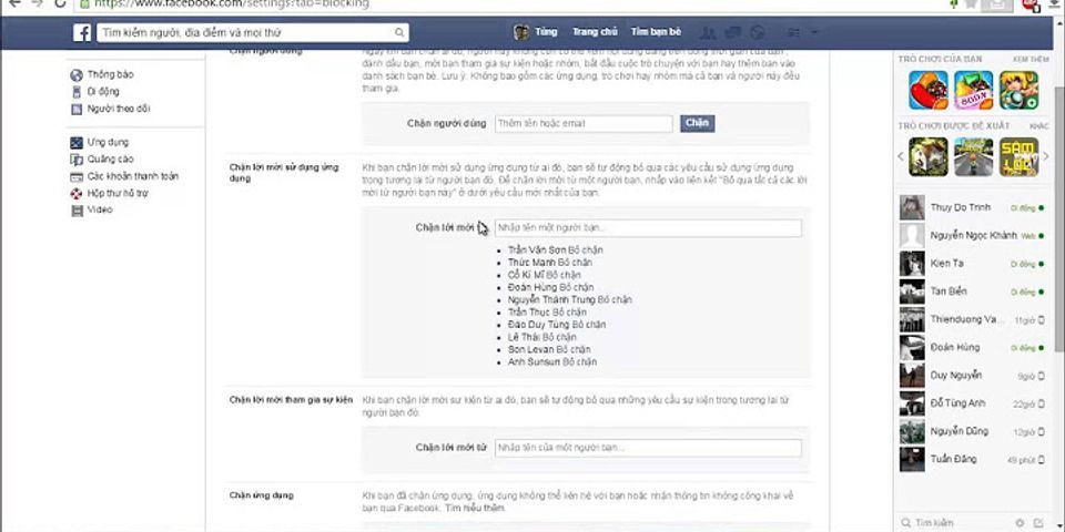 Cách chặn lời mời chơi game trên facebook tren may tinh