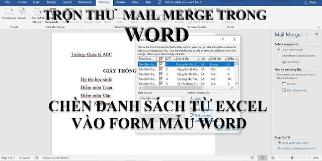 Cách chèn danh sách Excel vào Word