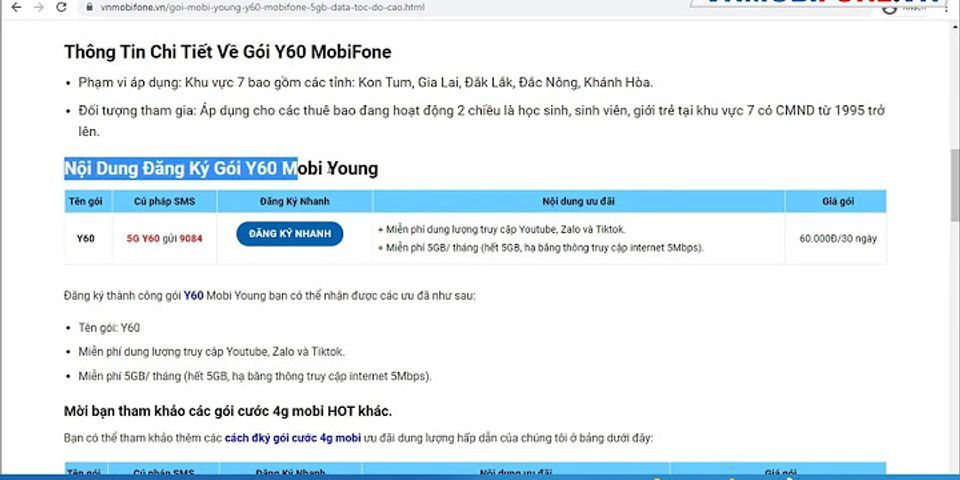 Cách đăng ký gói Y60 MobiFone