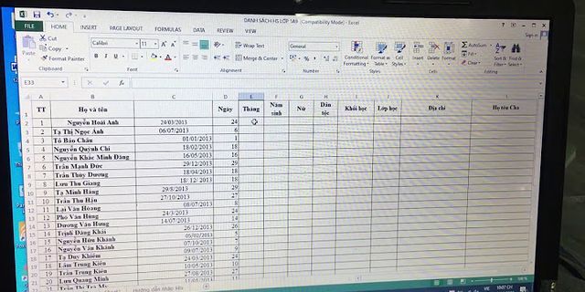 Cách làm công thức ngày tháng trong Excel