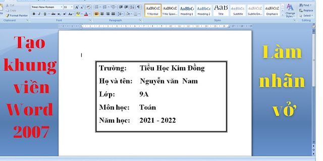 Cách tạo khung nhãn vở trong Word 2010