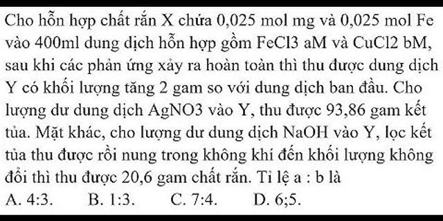Cho a mol Mg vào dung dịch chứa 2a mol FeCl3