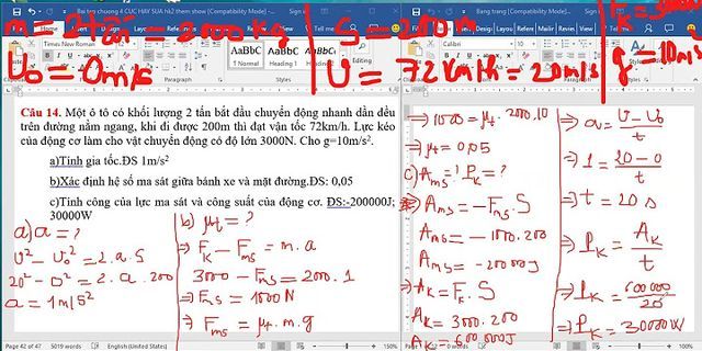 Công thức tính công cơ học khi lực F làm vật dịch chuyển một quãng đường s theo hướng của lực là