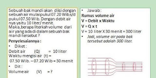 Debit Aliran Air Adalah 7 Liter Menit Dalam Satuan Si Adalah