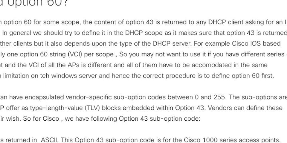 Dhcp option 60 là gì