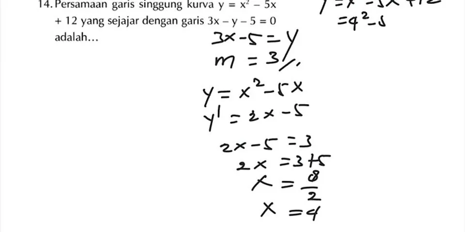 Diketahui f(x)=x2+2x-5 tentukan garis singgung f(x) yang sejajar garis 4x-y=8