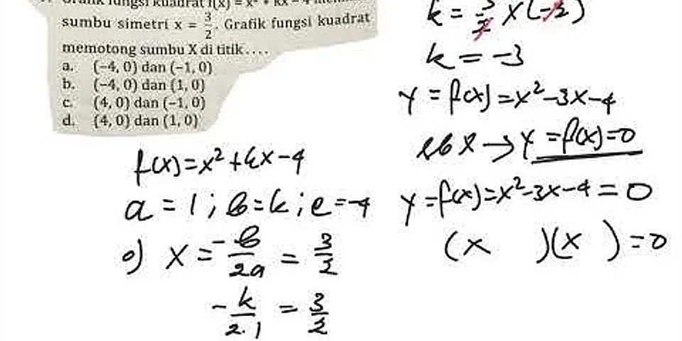 Fungsi f(x 2x2 bx memiliki sumbu simetri x 2 maka nilai b)