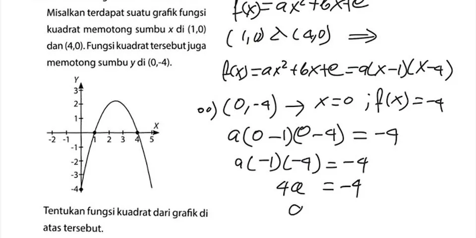 Fungsi kuadrat f(x) = x2 -6x + 8 memotong sumbu x dititik …