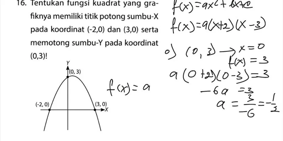 Fungsi kuadrat yang grafiknya memotong sumbu y di titik (0 3)