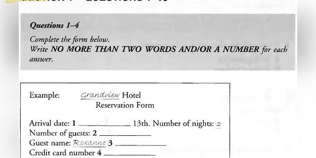 Hotel reservation form IELTS listening answers
